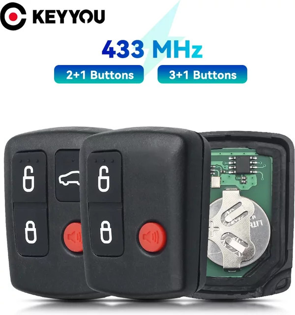 KEYYOU Ersatzschlüssel für Ford Falcon Limousine und Wagon, 433 MHz Keyless Fernbedienung mit 3 oder 4 Tasten, Schwarz - Bild 1