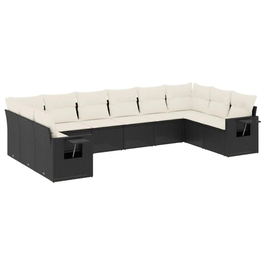 vidaXL 10-teilige Garten-Sofagarnitur aus Poly-Rattan in Schwarz mit Sitz- und Rückenkissen - Bild 2