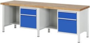 Rau Werkbank höhenverstellbar mit 4 Schubladen, Farbe Braun, B: 250 cm, T: 70 cm, H: 84-104 cm - Bild 1