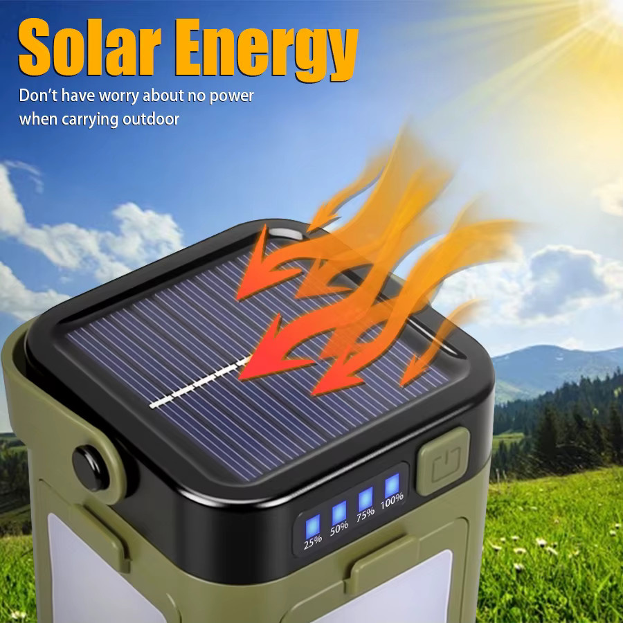Heinast Solar LED-Campinglampe, faltbare 4-Blatt-Zeltlampe mit warmweißem Licht, wiederaufladbare Laterne für Garten und Outdoor-Notbeleuchtung, Weiß - Bild 2