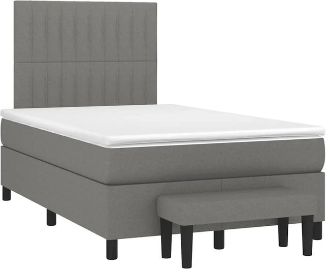vidaXL Boxspringbett Hybrid mit Matratze und Taschenfederkern in Grau und Weiß, B/T: 120 x 200 cm - Bild 1