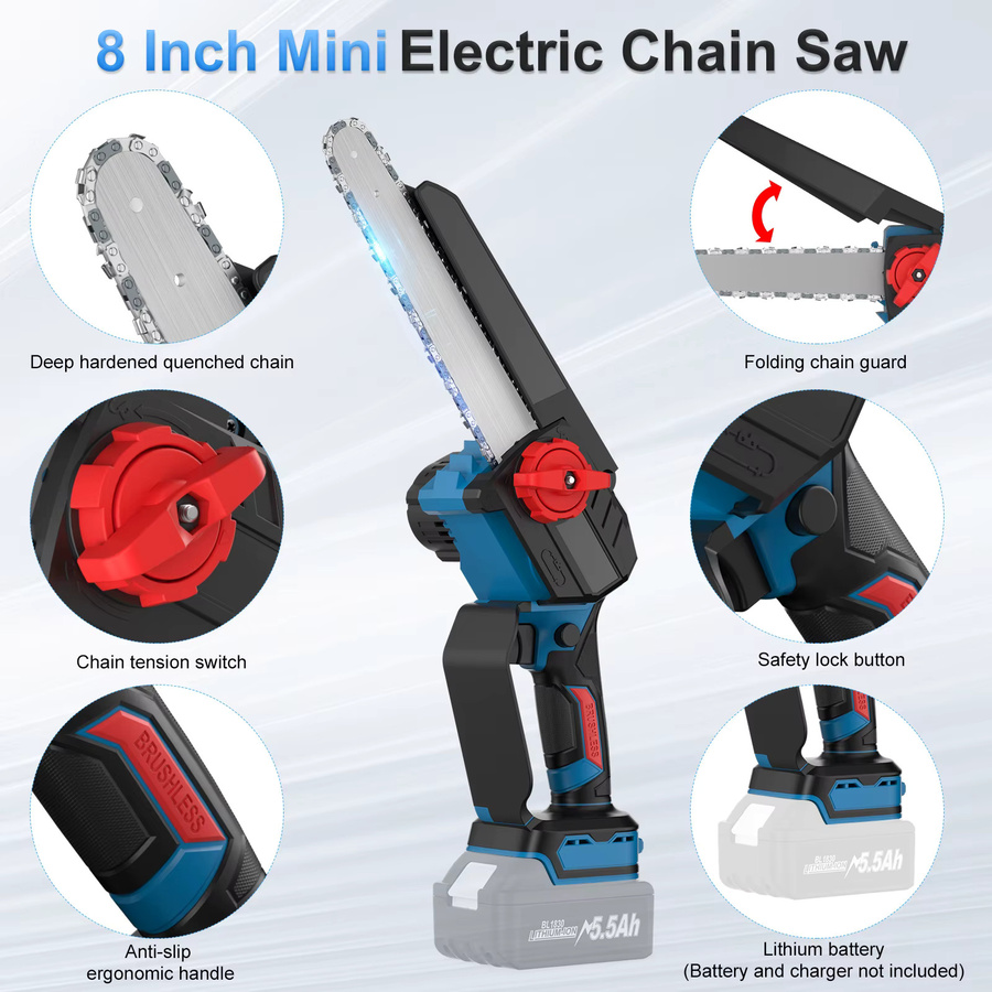 Nananuu 8-Zoll-Mini-Akku-Elektrokettensäge für Makita 18-V-Akkus zur Holzbearbeitung - Bild 5