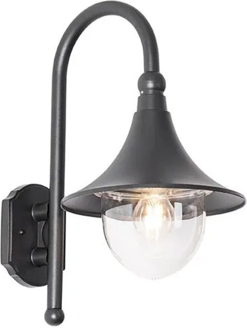 QAZQA Daphne Klassische Außenwandleuchte Schwarz IP44 aus Aluminium und Kunststoff für Garten und Außenbereich mit E27 Fassung, H: 46,0 cm, B: 35,0 cm, T: 15,0 cm - Bild 1