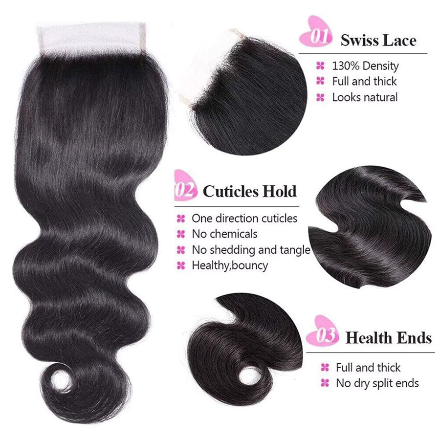 UNice Body Wave Echthaar Lace Closure, 1 Stück/Packung - Bild 4