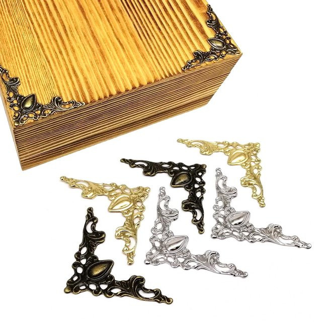 HZYUEGOU 24er Set Eckenschutz aus Metall in Antik-Messing für Schmuckkästchen, Fotoalben und Holzkisten - Bild 1