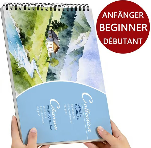 Chanson Collection Aquarellblock A4, 30 Blatt, weiß, kaltgepresst, säurefrei und archivtauglich, spiralgebunden - Bild 1