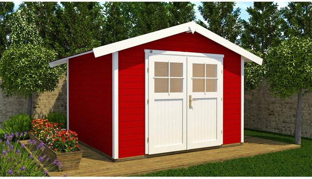 Weka Gartenhaus Log Cabin mit Satteldach in Schwedenrot, Wandstärke 28 mm - Bild 1