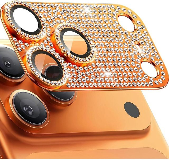 NYFundas Kameraobjektivschutz mit Glitzer-Diamant-Design für iPhone 17 Pro Max, 16 Plus, 14, 13, 12, 11 in Gold - Bild 1