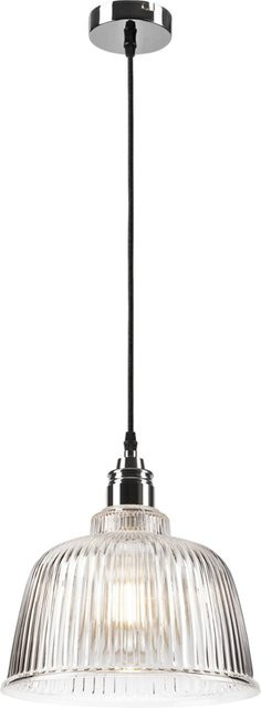 Lamkur Pendelleuchte ASTA in Chrom und transparentem Glas mit E27 Fassung, Höhe: 81 cm, Durchmesser: 28 cm - Bild 1