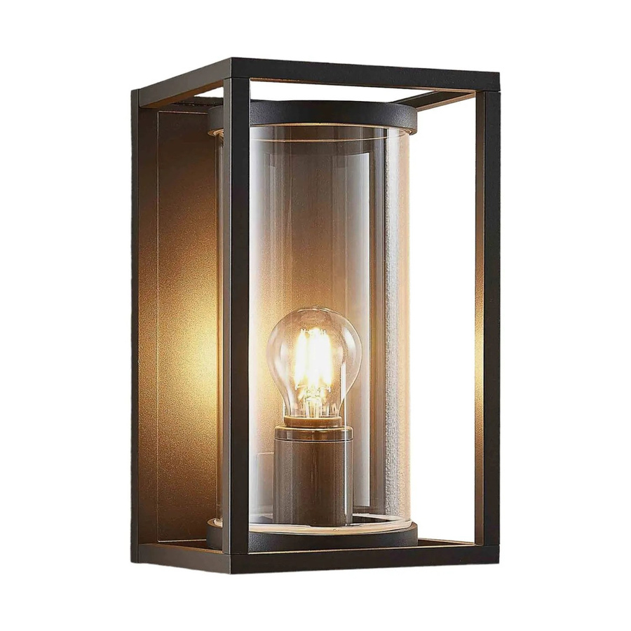 Lucande Wandleuchte Brienne Außen Modern Aluminium Dunkelgrau E27 H: 30,0 cm, B: 18,0 cm, T: 15,0 cm - Bild 2