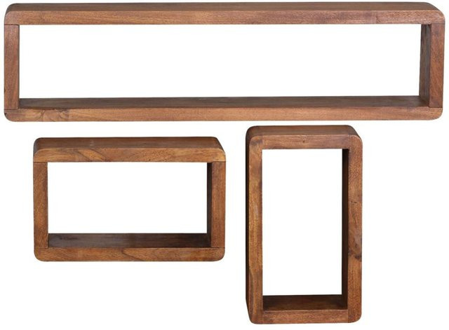 Wohnling Wandregal Cube aus Holz in Braun und Beige, Rustikaler Stil, B/T/H: 80 x 20 x 15 cm - Bild 1