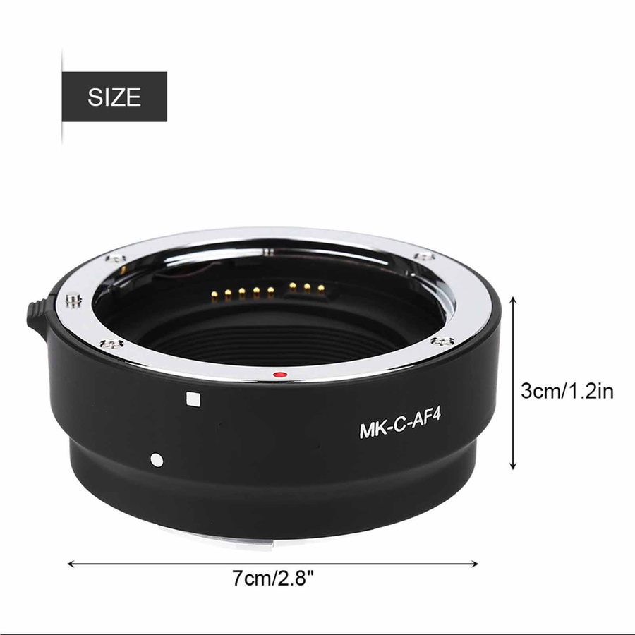 Meike MK-C-AF4 Autofokus-Adapterring für Canon EF Objektive auf Mount-Kameras, Schwarz - Bild 2