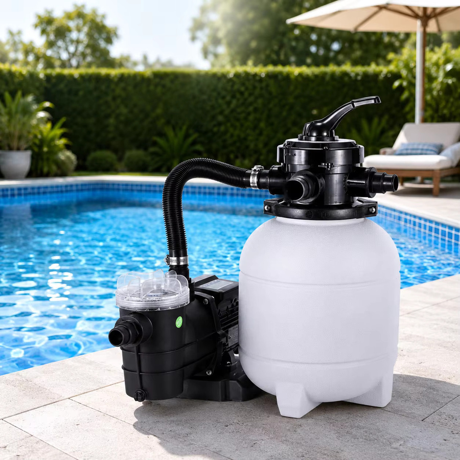Joybach Sandfilteranlage für Pool mit 250W und 8000L/h, 12 Zoll Sandfilterbehälter in Weiß, effizientes Filtersystem mit 4-Wege-Ventil und Manometer für Aufstellpools und Gartenpools - Bild 2