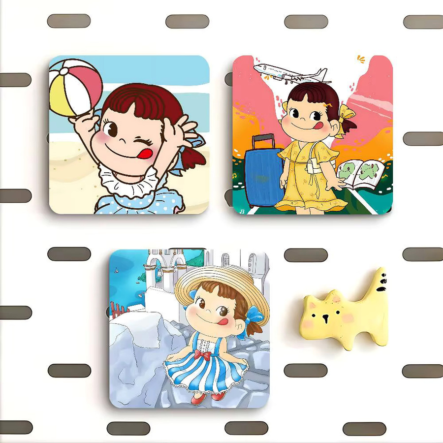 F-Fujiya M-Milky Peko Chan Kühlschrankmagnet, quadratischer magnetischer Aufkleber in Multicolour - Bild 4