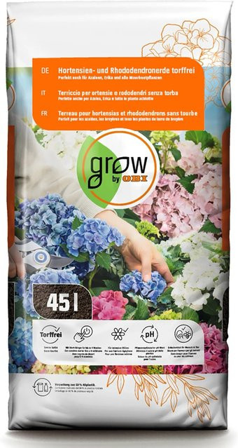GROW by OBI Torffreie Hortensien- und Rhododendronerde für Moorbeetpflanzen, 45 l - Bild 1