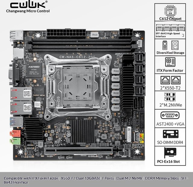 YiHESZ X99 Motherboard C612 LGA 2011-3 Mini-ITX in Schwarz mit Dual 10GB Ethernet, DDR4-Unterstützung und M.2 NVME - Bild 1