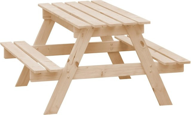 Timbela Kindersitzgarnitur aus Kiefern- und Fichtenholz in Braun mit Staufach und modernem Design - Bild 1