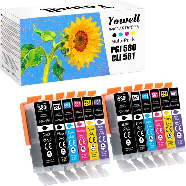 Yowell XXL Kompatible Tintenpatronen für Canon PGI-580 und CLI-581XL, Multicolor, passend für Canon Pixma TS705, TR8550, TS6150 und TR7550 - Bild 1