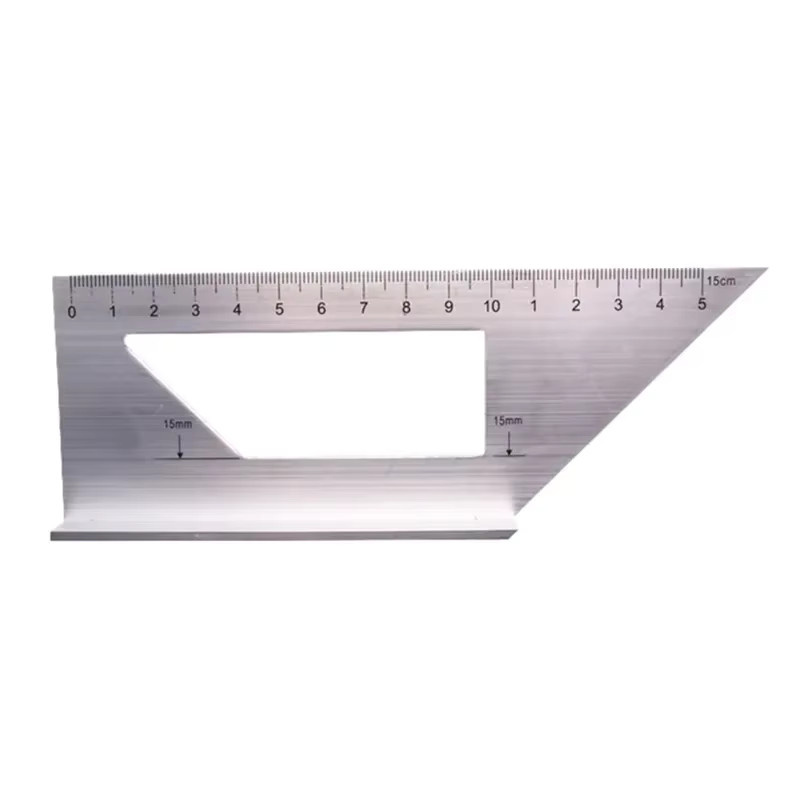 Multifunktionales quadratisches 45/90-Grad-Messgerät und Winkellineal aus Aluminium in Silber für die Holzbearbeitung - Bild 3
