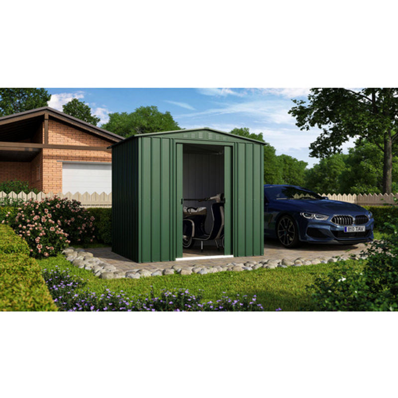 Globel Gerätehaus Tower aus Stahl mit Satteldach in Jade Grün, 4,1 m², B: 245 cm, T: 185 cm, H: 220 cm - Bild 4