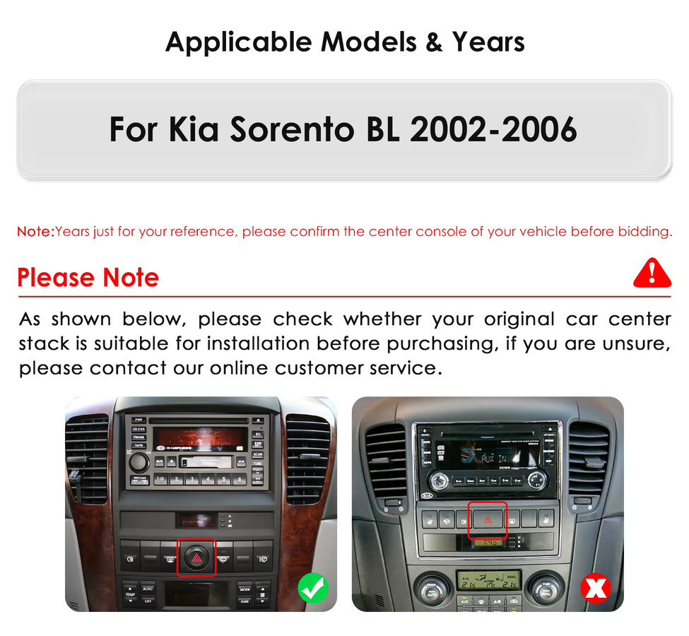 OSSURET 9,7 Zoll Android 14 Autoradio mit Carplay und GPS für Kia Sorento BL 2002-2006, Multimedia-System in Schwarz - Bild 2