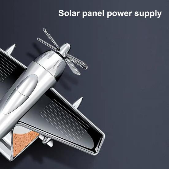 Solarbetriebener Lufterfrischer für das Auto in Flugzeug-Design aus Legierung, Schwarz - Bild 5