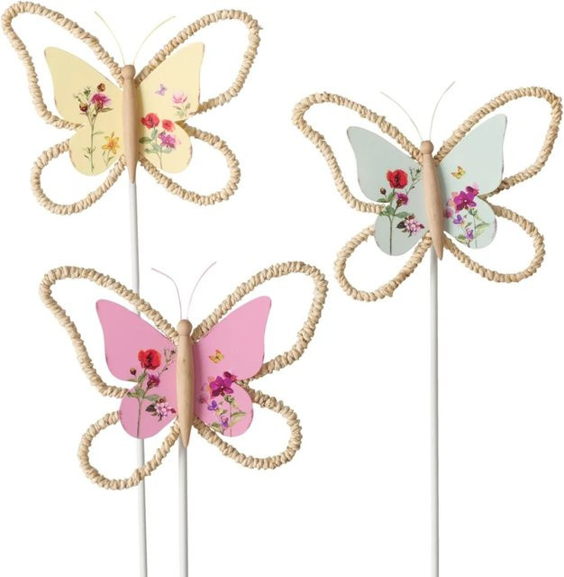 Boltze Gartenstab Hippie, 3er-Set, Farben: Grün, Gelb, Pink und Multicolour, Höhe: 100 cm - Bild 1