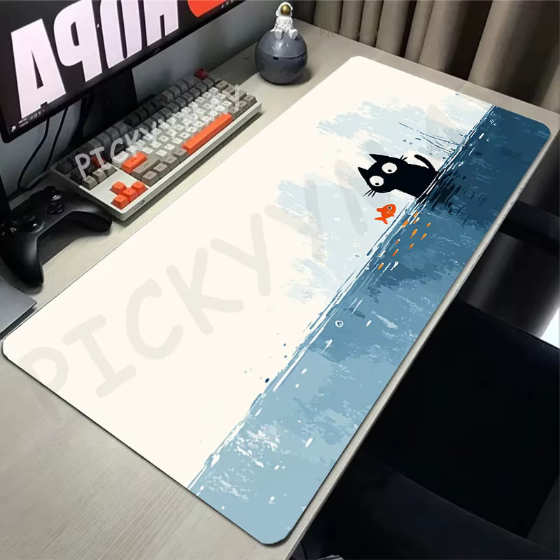 Potdemiel Gaming Mauspad XXL mit niedlichem Katzen-Design, Schreibtischunterlage und Tastaturmatte, B/T: 90 x 40 cm, Multicolour - Bild 1