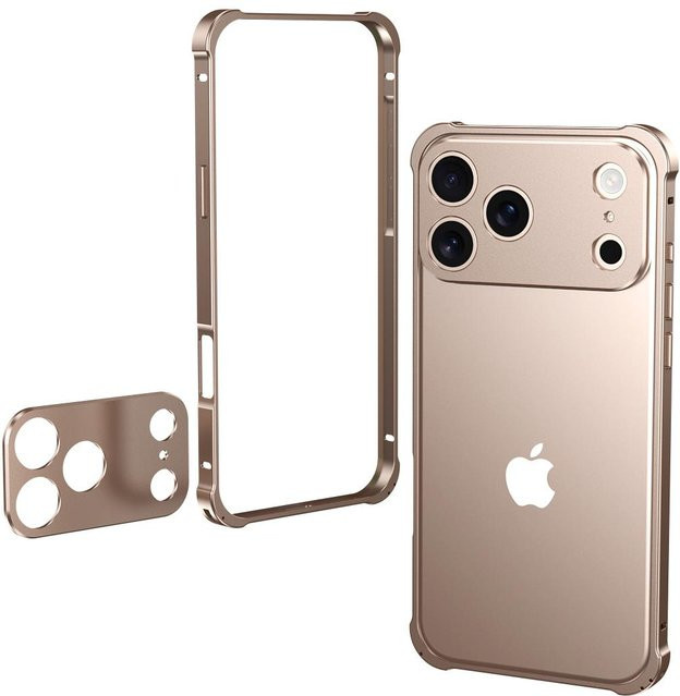 Apple iPhone 17 Pro Max iPhone 17 Air iPhone 17 Pro Handyhülle mit Aluminiumrahmen und Linsenschutz in Gold - Bild 1