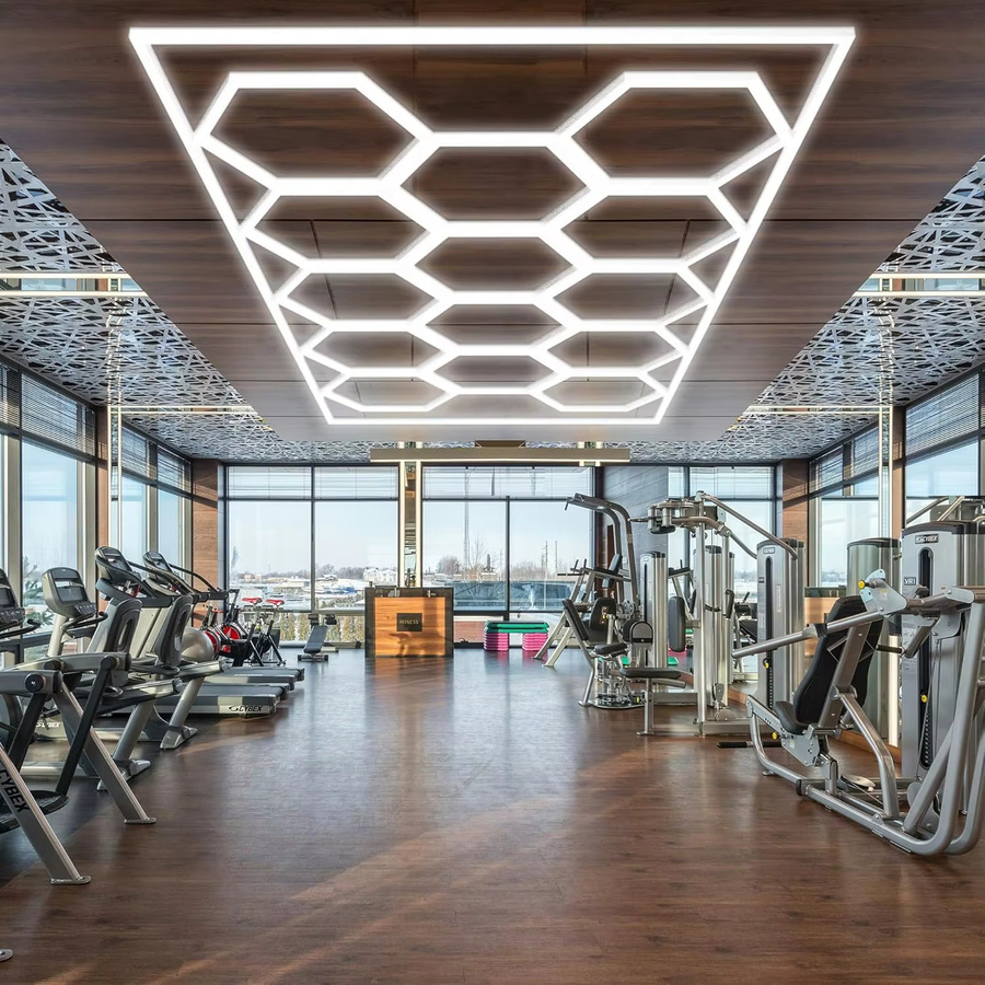 Oyajia 14er-Pack Sechseckige LED-Deckenleuchten mit Rahmen in Weiß, 680W Superhelle LED-Beleuchtung für Garage, Werkstatt und Studio, Cool White - Bild 3