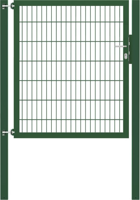 Einzeltor Flexo Plus in Grün mit Pfosten aus Stahl, Breite: 125 cm, Höhe: 140 cm, Pfosten: 80 x 80 cm - Bild 1