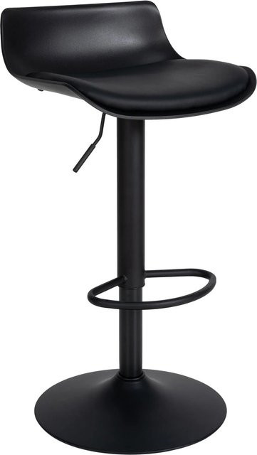 DELUKE Barhocker höhenverstellbar in Schwarz mit Lehne aus Kunstleder, B/T/H: 43 x 44 x 68,5-94 cm - Bild 1