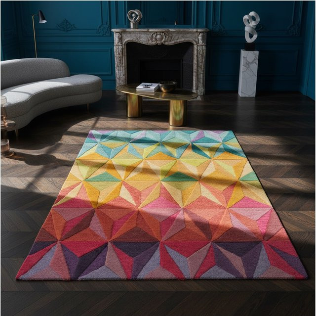 Wollteppich Kadima Design von DERWENT mit geometrischem Muster in Multicolor, B/B: 120 x 170 cm - Bild 1