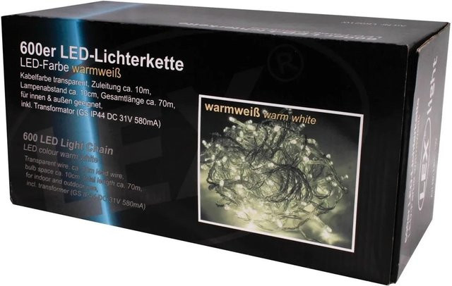 Lex LED Lichterkette mit 600 Lichtern in Warmweiß für Innen und Außen - Bild 1