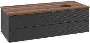 V&B Waschtischunterschrank Antao mit Frontstruktur in Weiß und Schwarz, B/T/H: 120 x 50 x 50 cm - Bild 1