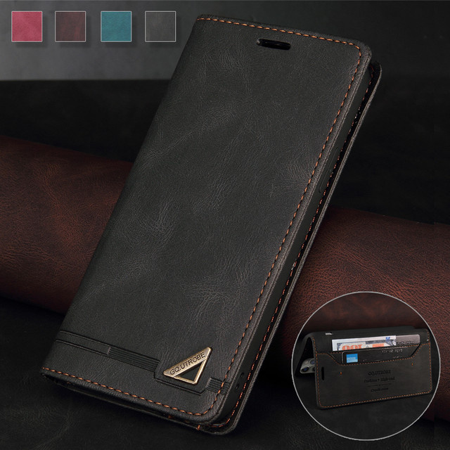 Flip-Lederhülle für Samsung Galaxy S26 S25 S24 Ultra S23 FE S22 S21 Plus A17 A37 A57 A15 A35 A55 A16 A56 A36 A14 A34 A54 in Braun - Bild 1