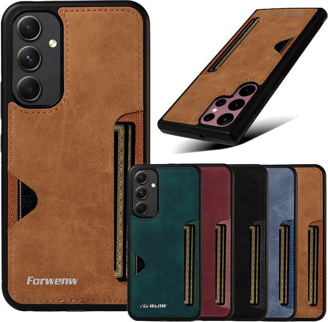 Leder-Handytasche für Samsung Galaxy A14 A15 A16 A17 A23 A24 A25 A35 A36 A53 A54 A55 A56 A71 A72 A73 4G/5G mit Kartensteckplätzen in Braun - Bild 1