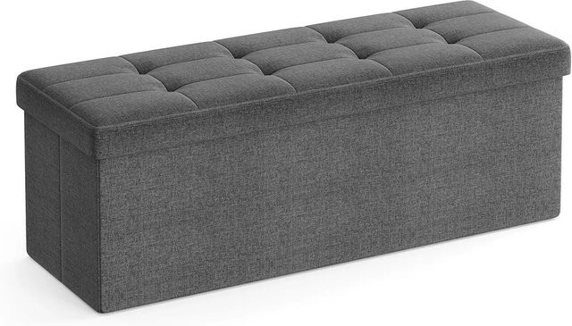 Songmics Polsterbank mit Stauraum in Grau aus Leinenimitat, B/T/H: 110 x 38 x 38 cm - Bild 1