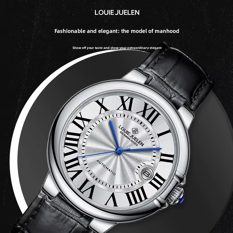 LOUIE JUELEN Armbanduhr Edelstahl, Automatik, Blau, Herren - Bild 4
