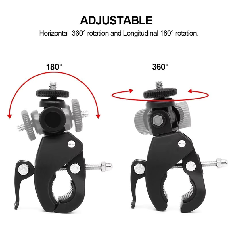 GoPro Universal Fahrradlenkerhalterung 360 Grad drehbar mit 1/4 Zoll Stativgewinde in Schwarz - Bild 2