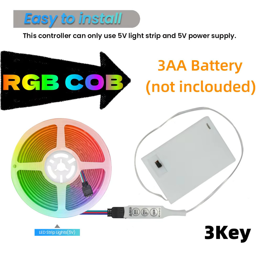 HEGEHE RGB COB LED Streifen mit Bluetooth, dimmbar, batteriebetrieben, Multicolor TV Hintergrundbeleuchtung (5V) - Bild 5