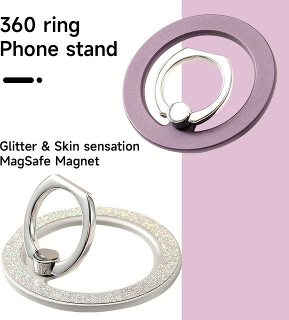 Magnetischer Fingerring und Handyhalterung aus Metall mit Rotationsfunktion in Lila - Bild 1