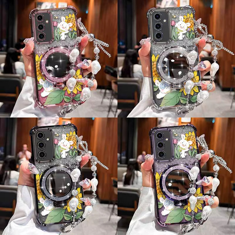 Happy Rabbit Handyhülle mit Lanyard für Samsung Galaxy S24 Ultra S25 FE S21 S20 und weitere Modelle in Purple Multicolour - Bild 4