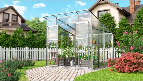 VITAVIA Gewächshaus Freya Plus aus Aluminium in Silber, B: 254 cm, H: 246 cm, T: 254 cm - Bild 1