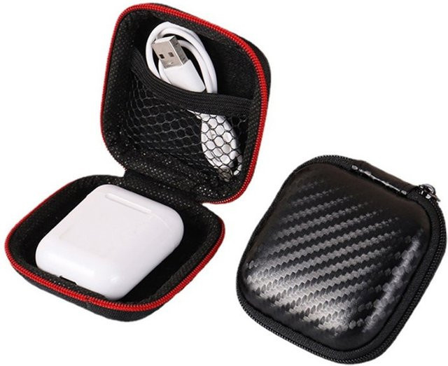 SD&HI Kabelorganizer-Box, tragbare Reise-Aufbewahrungstasche mit Reißverschluss für Kopfhörer, Ladegerät und Gadget-Zubehör, Schwarz - Bild 1