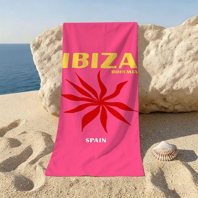 Modernes Reise-Handtuch Mykonos Palme Miami Beach von JMG Household Supplies in Pink, B/H: 90 x 180 cm - Bild 1