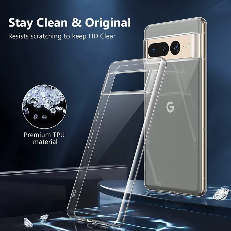 Crystal Ultra Thin Silikon Schutzhülle für Google Pixel 9 8 7 6 Pro XL Transparent - Bild 2