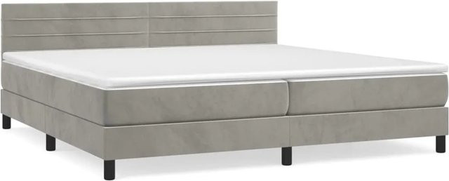 vidaXL Boxspringbett mit Matratze in Hellgrau aus Samt, Hybrid-Modell mit Taschenfederkern, B/T: 200 x 200 cm - Bild 1