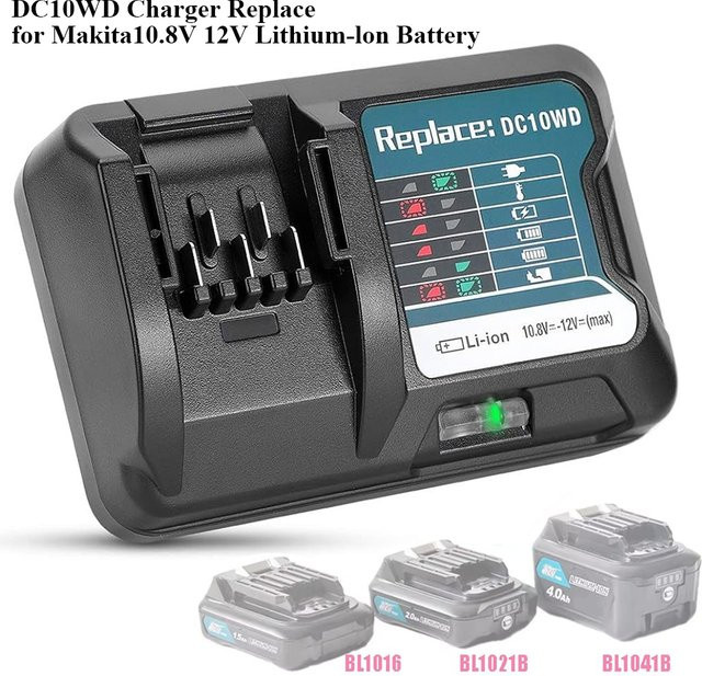 Makita DC10WD Li-Ion Akku Schnellladegerät für 10,8 V und 12 V Werkzeuge mit LED-Anzeige, 40 W und 3 A - Bild 1