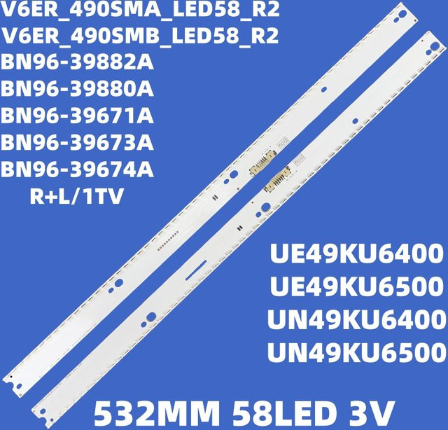 DOYM LED Hintergrundbeleuchtungs-Streifen in Weiß für UE49KU6470U UE49KU6400U UE49KU6450U UE49KU6500U UE49KU6510U UE49KU6650U UE49KU6670U UE49MU6400U - Bild 1